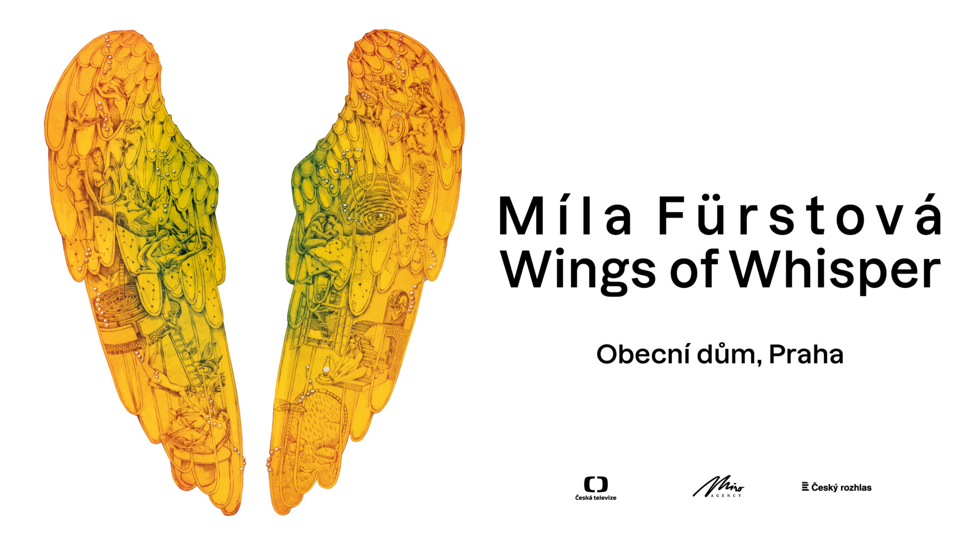 Klíčový vizuál výstavy Wings of Whisper — Míla Fürstová, Obecní dům, Praha