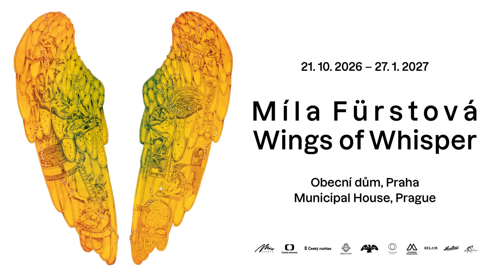 Exhibition poster: Míla Fürstová, Wings of Whisper, Municipal House, Prague